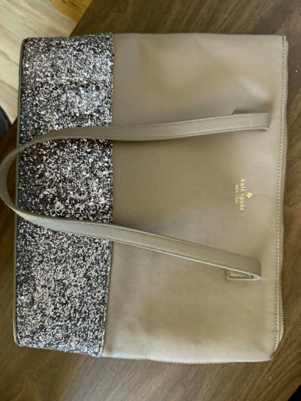 Glitter Kate spade penny Greta tote Peach